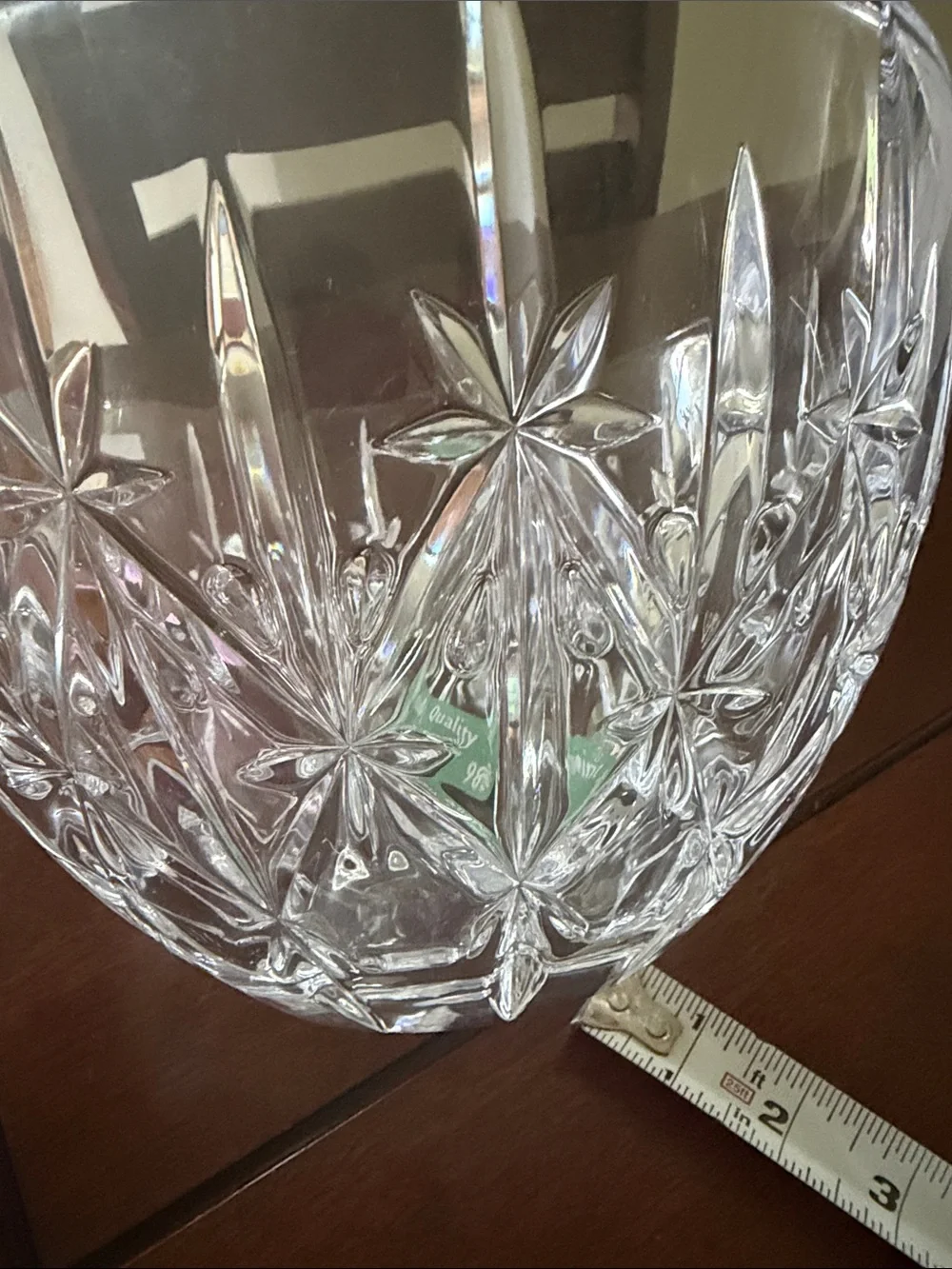 Cut Crystal Pattern Glass Serving Bowl - Clear Kristallglas, Germany 24% lead